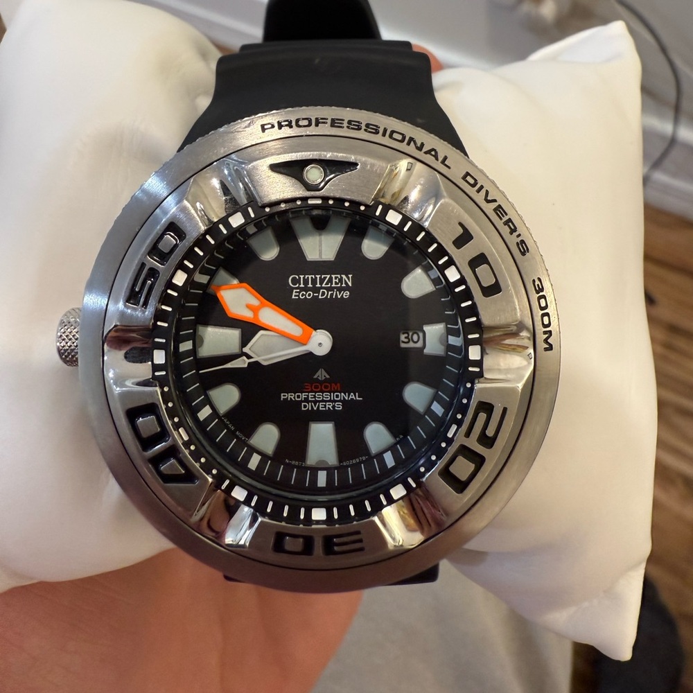 Citizen Silver Eco-Drive Dive Watch with Black Strap